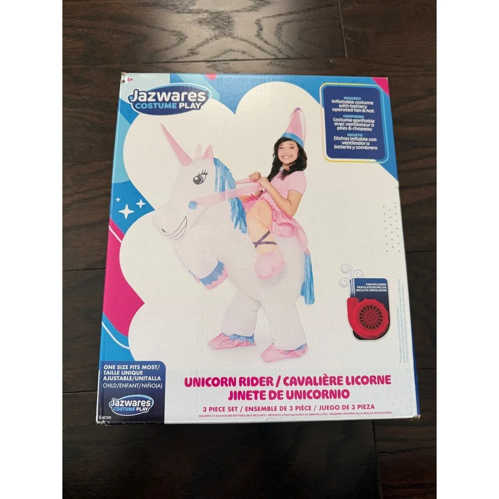 Jazwares Kids Inflatable Unicorn Rider Costume 3 Piece Set One Size JWC7595